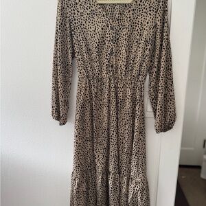 Leopard Print Long Sleeve Dress